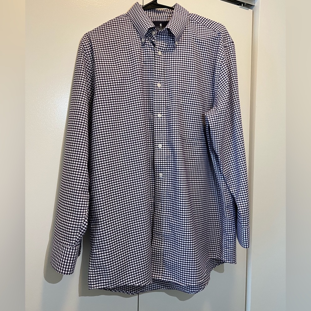 Stafford wrinkle free button down shirt purple gingham